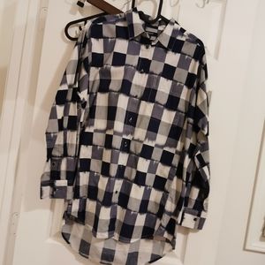 madewell long square pattern shirt